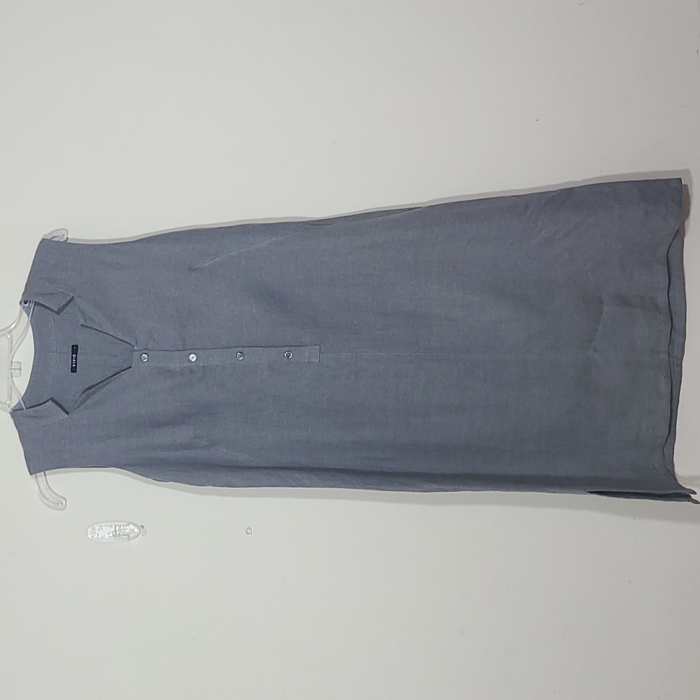 VIVID Linen Sleevesless Slip On Lagenlook Dress S